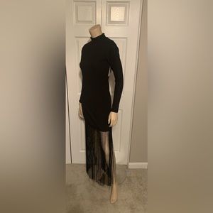 Mock neck fringe dress